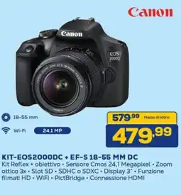 Euronics Canon KIT-EOS2000DC + EF-S 18-55 MM DC offerta