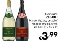 Maxi Supermercati Lambrusco CHIARLI bianco frizzante amabile/ Modena amabile/secco offerta