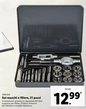 Lidl Parkside set maschi e filiere offerta