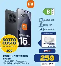 Euronics Xiaomi REDMI NOTE 15 PRO 8+256 offerta