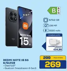 Euronics Xiaomi REDMI NOTE 15 5G 8/512GB offerta