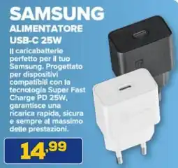 Euronics Cellularline samsung alimentatore USB-C 25W offerta