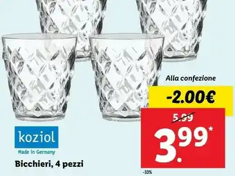 Lidl Koziol bicchieri offerta