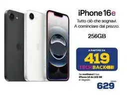 Euronics iPhone 16e 256GB offerta