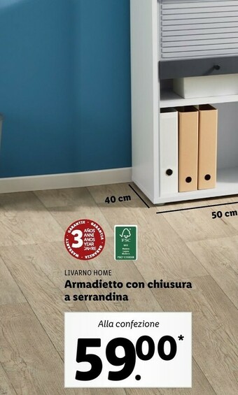 Lidl Livarno home armadietto con chiusura a serrandina offerta