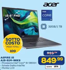 Euronics acer ASPIRE 15 A15-51M-96K9 offerta