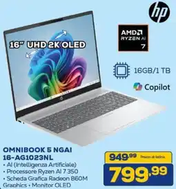 Euronics hp OMNIBOOK 5 NGAI 16-AG1023NL offerta
