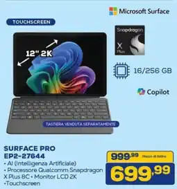 Euronics Microsoft SURFACE PRO EP2-27644 offerta