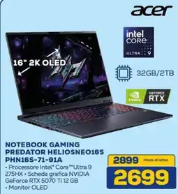 Euronics acer NOTEBOOK GAMING PREDATOR HELIOSNEO165 PHN16S-71-91A offerta