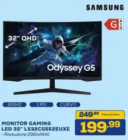 Euronics SAMSUNG MONITOR GAMING LED 32" LS32CG552EUXE offerta