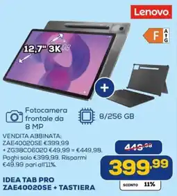Euronics Lenovo IDEA TAB PRO ZAE40020SE + TASTIERA offerta