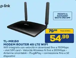 Euronics tp-link TL-MR150 MODEM ROUTER 4G LTE WIFI offerta