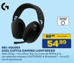 Euronics logitech 981-001563 G321 CUFFIA GAMING LIGHTSPEED offerta