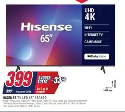 Trony HISENSE TV LED 65" 65A69Q offerta