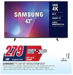 Trony SAMSUNG TV LED 43" UE43U7000FUXZT offerta