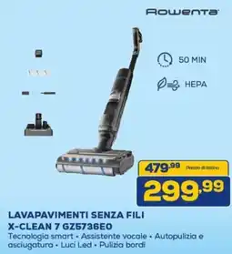 Euronics Rowenta LAVAPAVIMENTI SENZA FILI X-CLEAN 7 GZ5736E0 offerta