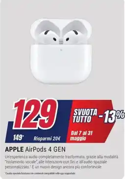 Trony APPLE AirPods 4 GEN offerta