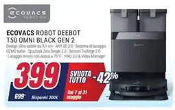 Trony ECOVACS ROBOT DEEBOT T50 OMNI BLACK GEN 2 offerta