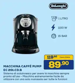 Euronics Delonghi macchina caffé pump EC 201.CD.B offerta