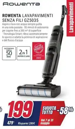 Trony ROWENTA LAVAPAVIMENTI SENZA FILI GZ5035 offerta