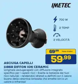 Euronics Imetec asciuga capelli 11968 diffon ion ceramic offerta