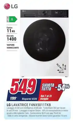 Trony LG LAVATRICE F4NX5011TKB offerta