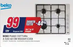 Trony BEKO PIANO COTTURA A GAS 60 CM HIGG641C3SX offerta