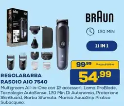 Euronics Braun regolabarba rasoio aio 7540 offerta