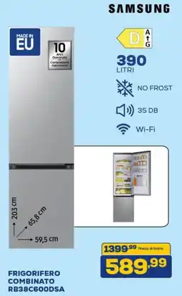 Euronics SAMSUNG FRIGORIFERO COMBINATO RB38C600DSA offerta