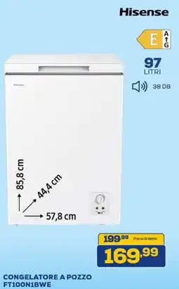 Euronics Hisense CONGELATORE A POZZO FT100N1BWE offerta