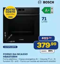 Euronics BOSCH FORNO DA INCASSO HBA571BB4 offerta