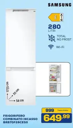Euronics SAMSUNG FRIGORIFERO COMBINATO INCASSO BRB70F26CESO offerta