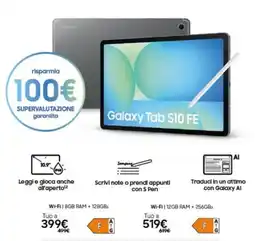 Euronics SAMSUNG Galaxy Tab S10 FE offerta