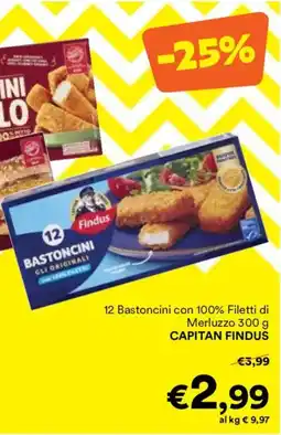 Unes 12 Bastoncini con 100% Filetti di Merluzzo CAPITAN FINDUS offerta