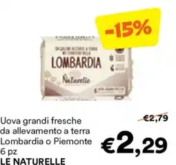Unes Uova grandi fresche da allevamento a terra Lombardia o Piemonte LE NATURELLE offerta