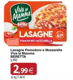 Docks Cash&Carry Lasagne Pomodoro e Mozzarella Viva la Mamma BERETTA offerta