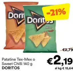 Unes Patatine Tex-Mex o Sweet Chilli DORITOS offerta