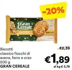 Unes Biscotti classico fiocchi di avena, farro e orzo GRAN CEREALE offerta