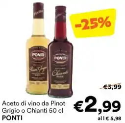 Unes Aceto di vino da Pinot Grigio o Chianti PONTI offerta