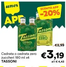 Unes Cedrata o cedrata zero zuccheri TASSONI offerta