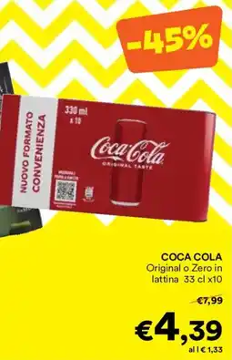 Unes COCA COLA Original o Zero in lattina offerta