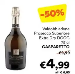 Unes Valdobbiadene Prosecco Superiore Extra Dry DOCG GASPARETTO offerta