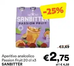 Unes Aperitivo analcolico Passion Fruit SANBITTER offerta