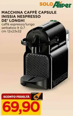 Alì Supermercati Macchina caffè capsule inissia NESPRESSO DE'LONGHI offerta