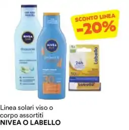 Unes Linea solari viso o corpo NIVEA O LABELLO offerta