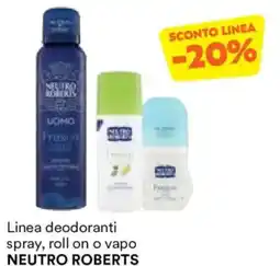 Unes Linea deodoranti spray, roll on o vapo NEUTRO ROBERTS offerta
