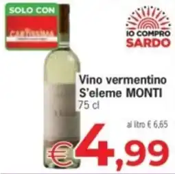 Despar Vino vermentino S'eleme MONTI offerta