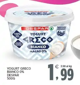 Interspar Yogurt greco bianco 0% DESPAR offerta