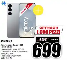MediaWorld SAMSUNG Smartphone Galaxy S25 offerta