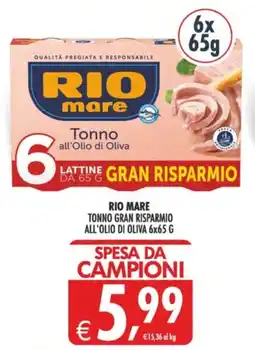 Deco Supermercati Rio mare tonno gran risparmio all'olio di oliva offerta